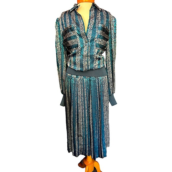 V I N T A G E   Pleated Skirt Set! 80s/90s - Picture 1 of 10